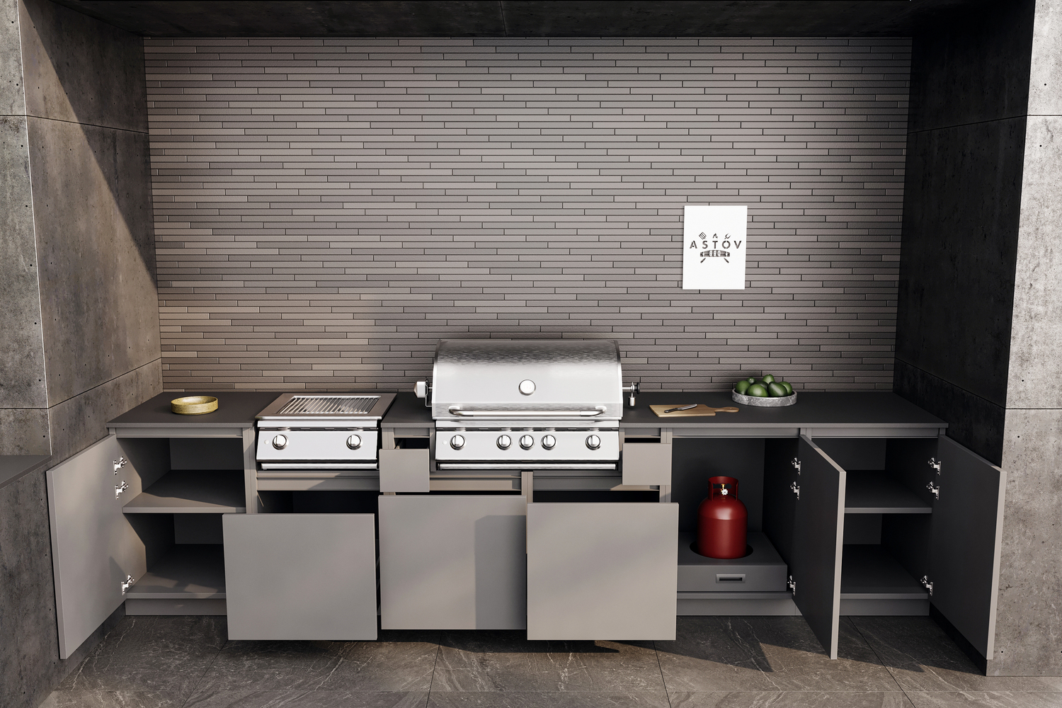 Кухня Astov BBQ № 13 (ширина 3600 мм)