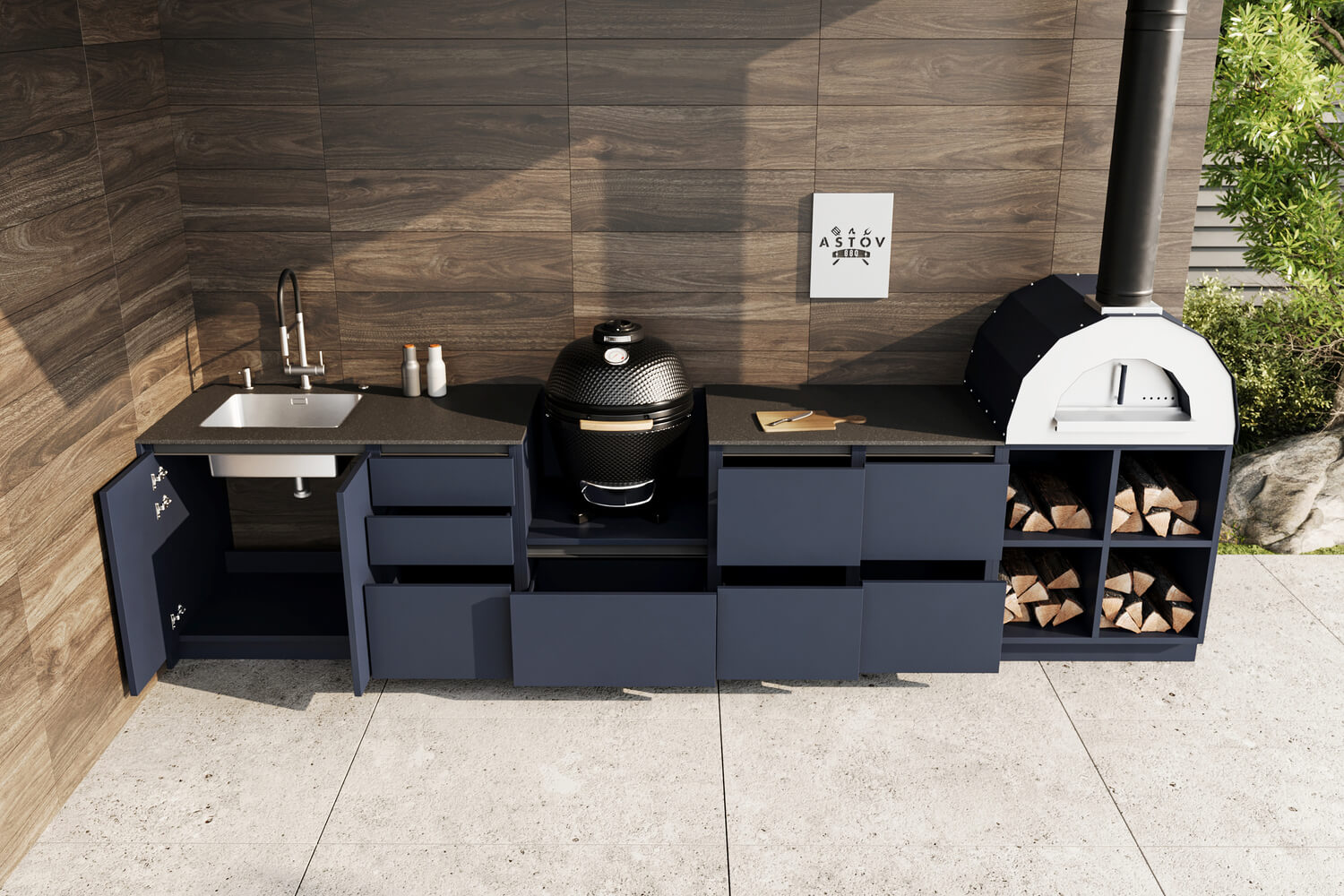 Кухня Astov BBQ № 14 (ширина 3800 мм)