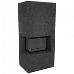 Каминокомплект FLOKI в облицовке OXIDE NERO, угловое стекло слева