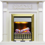 Каминокомплект Venice - Фактурный белый с очагом Danville Antique Brass FB2 Каминокомплект Venice - Фактурный белый с очагом Danville Antique Brass FB2