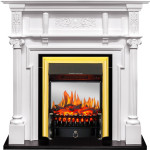 Каминокомплект Oxford - Белый с очагом Fobos FX M Brass