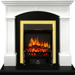Каминокомплект Langford - Белый с черным с очагом Fobos FX Brass