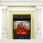 Каминокомплект Dallas - Слоновая кость с патиной с очагом Majestic FX M Brass