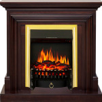 Каминокомплект Bradford - Темный дуб с очагом Fobos FX Brass