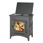 Печь-Камин ВЕЗУВИЙ ПК-04 (240) с плитой две конфорки, крышкой, плитка камень амфиболит