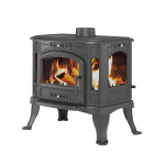 Печь-камин Везувий KZ-14PS "Антрацит" c дополнительным боковым остеклением и конфоркой