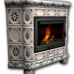 Изразцовый камин КимрПечь Медальон угловой незабудки Изразцовый камин КимрПечь Медальон угловой незабудки