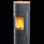 Печь-Камин Astov R1 L высотой 1350мм на дровнике верхняя крышка песчаник дверка сталь