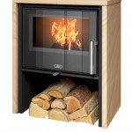 Печь-камин ABX Toledo EXclusive низкий черный, песчаник с верхней плитой