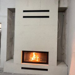 Монтаж каминной топки ASTOV ПС 12057 с комплектующими в бетонном доме