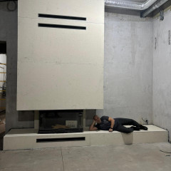 Монтаж каминной топки ASTOV П3С 12057 с комплектующими в бетонном доме