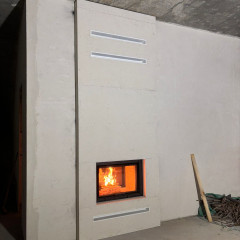 Монтаж тоннельной каминной топки ASTOV ПТ 8057 с шибером и комплектующими в бетонном доме