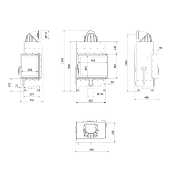 Каминная топка FLOKI/S/P угловое стекло справа