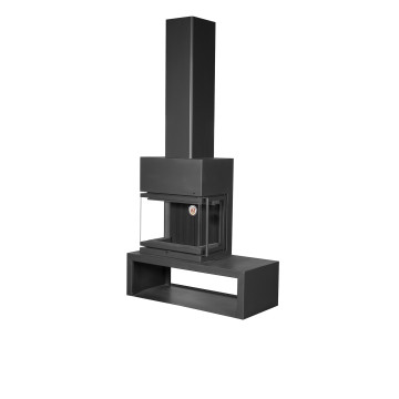 Камин EcoKamin (Экокамин) МАДРИД Гигант на дровнике слева подовый чёрнаф футеровка