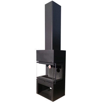 Камин EcoKamin (Экокамин) МАДРИД на дровнике подовый чёрная футеровка