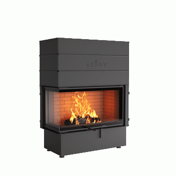 Каминная топка ASTOV П2С 10057 L стекло слева футеровка Тёмная керамика