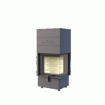 Каминная топка ASTOV П2С 6057 R стекло справа футеровка 3D