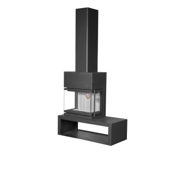 Камин EcoKamin (Экокамин) МАДРИД Гигант на дровнике слева подовый белая футеровка