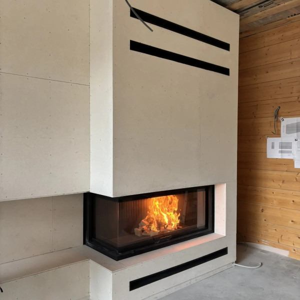 Монтаж каминной топки ASTOV (АСТОВ) П2С 14057 L с комплектующими в деревянном доме