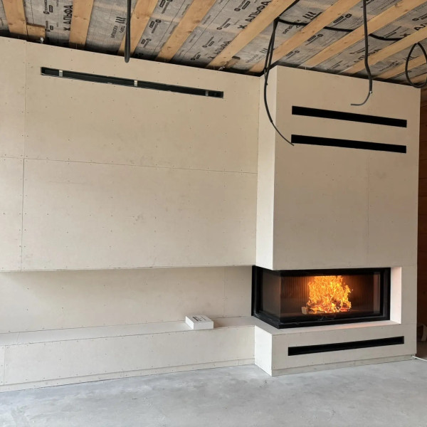 Монтаж каминной топки ASTOV (АСТОВ) П2С 14057 L с комплектующими в деревянном доме