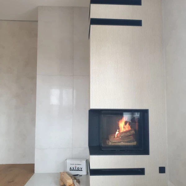 Каминная топка ASTOV П2С 6057L с комплектующими, гильзация канала