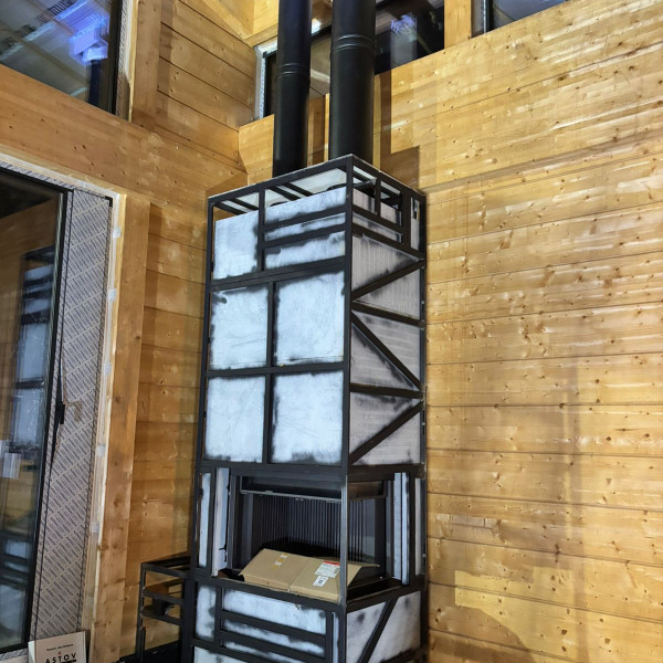 Монтаж каминной топки ASTOV П2С 8457 R с комплектующими в дом