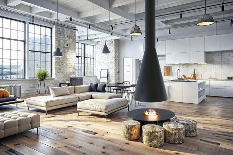 Камин дровяной центральный островной подвесной AVES 4 Модель МИЛАН