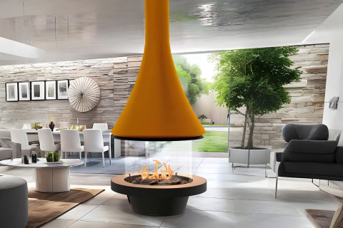 Камин дровяной центральный AVES 9 Модель ВЕНЕЦИЯ со стеклом