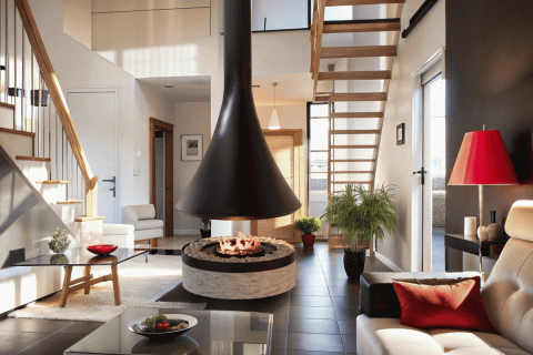 Камин дровяной центральный AVES 10 Модель ВЕНЕЦИЯ открытый