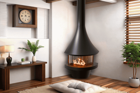 Камин дровяной угловой AVES 13 Модель ВЕНЕЦИЯ открытый