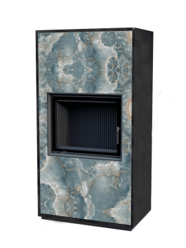 Камин в сборе ASTOV облицовка APLIT ПС 700 принт 7 оникс Blue Premium футеровка 3D