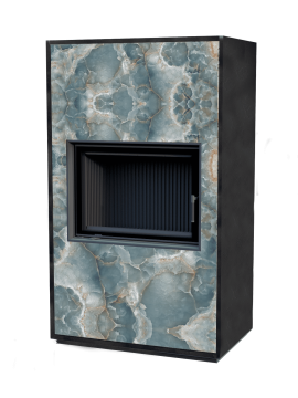 Камин в сборе ASTOV облицовка APLIT ПС 800 принт 7 оникс Blue Premium футеровка 3D