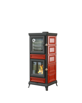 Печь-камин Astov (Астов) Майолика с духовкой Красная