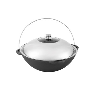 КАЗАН ЧУГУННЫЙ С КРЫШКОЙ ИЗ НЕРЖАВЕЮЩЕЙ СТАЛИ FORESTER, CI-14