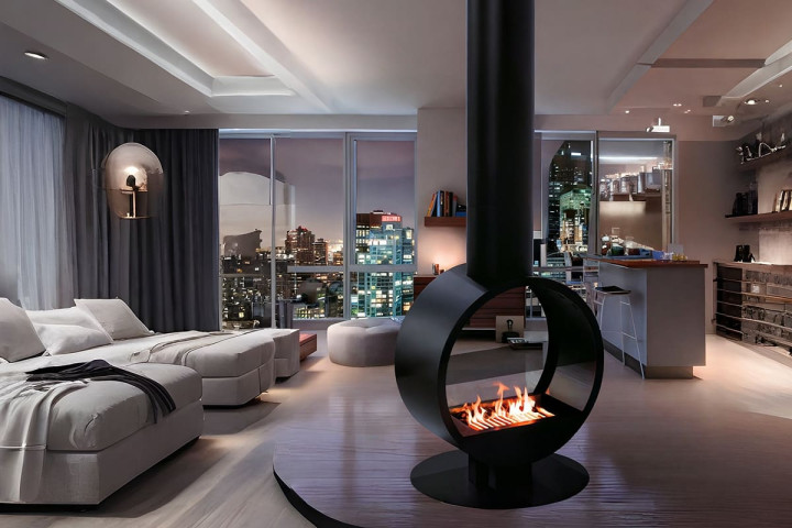 Камин дровяной центральный островной AVES 2 Модель НЕАПОЛЬ