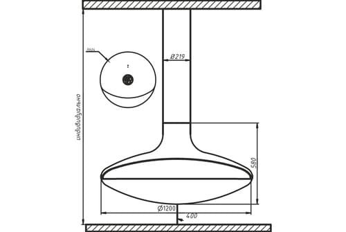 Камин дровяной центральный подвесной AVES 5 Модель ТУРИН 900 Фиксированный