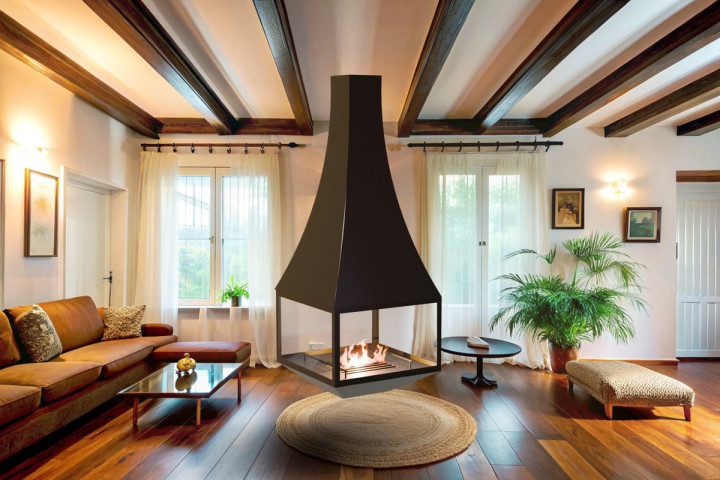 Камин дровяной центральный подвесной AVES 6 Модель ПРАТО