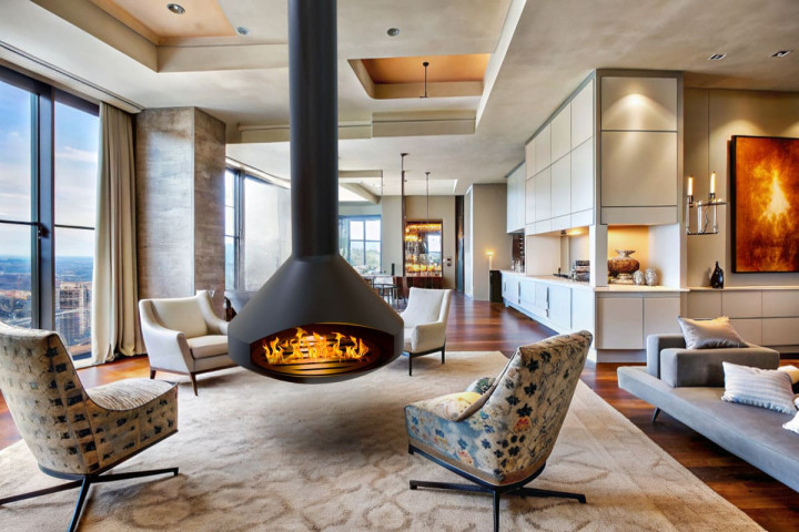 Камин дровяной центральный подвесной AVES 8 Модель ПАЛЕРМО Фиксированный