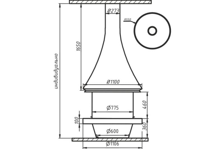 Камин дровяной центральный AVES 9 Модель ВЕНЕЦИЯ со стеклом