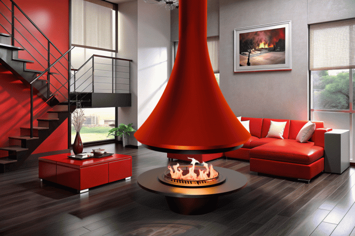 Камин дровяной центральный AVES 11 Модель ВЕНЕЦИЯ лакированный по RAL открытый