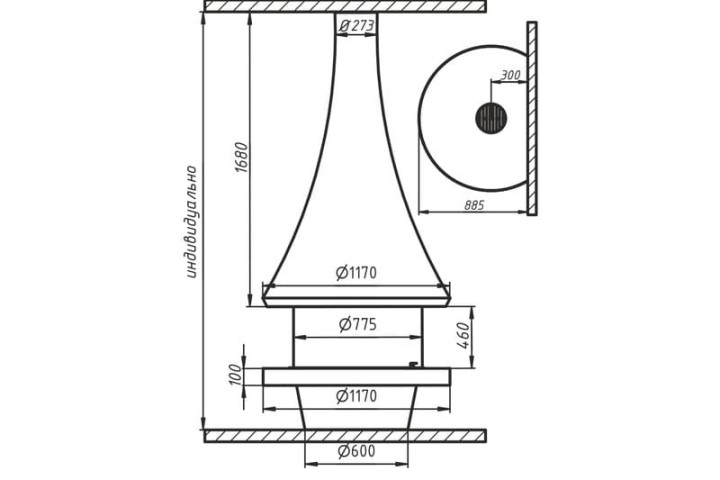 Камин дровяной пристенный AVES 12 Модель ВЕНЕЦИЯ закрытая со стеклом
