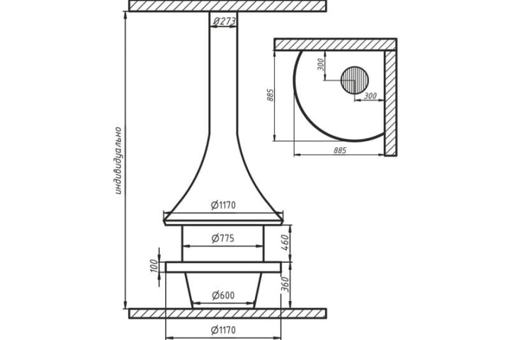 Камин дровяной угловой AVES 13 Модель ВЕНЕЦИЯ открытый