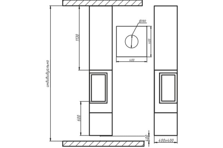 Камин дровяной центральный AVES 14 Модель БЕРГАМО