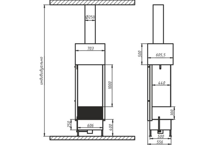 Топка дровяная трёхсторонняя AVES 16 Модель ГАРДА