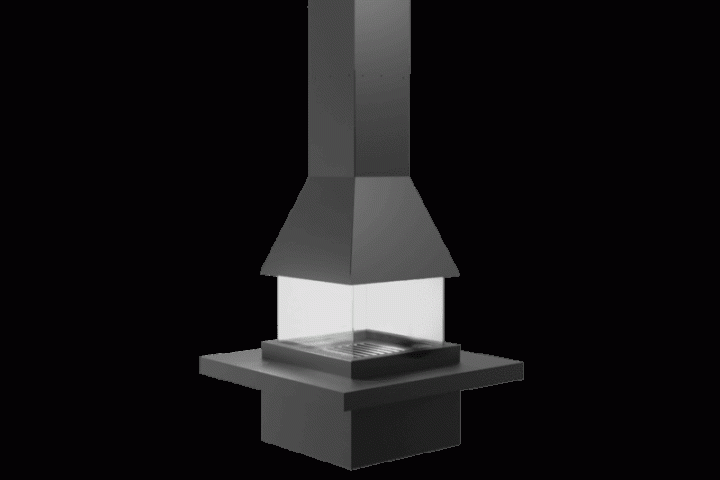 Камин центральный AVES 17 Модель СИЦИЛИЯ с электроприводом стекол опускающихся в базу