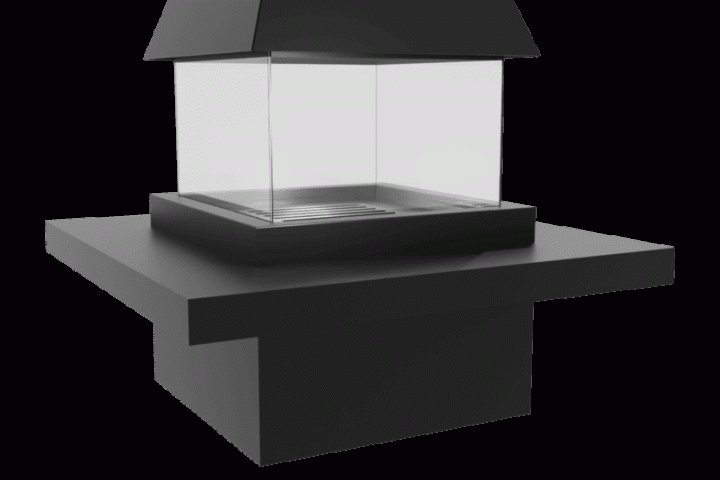 Камин центральный AVES 17 Модель СИЦИЛИЯ с электроприводом стекол опускающихся в базу