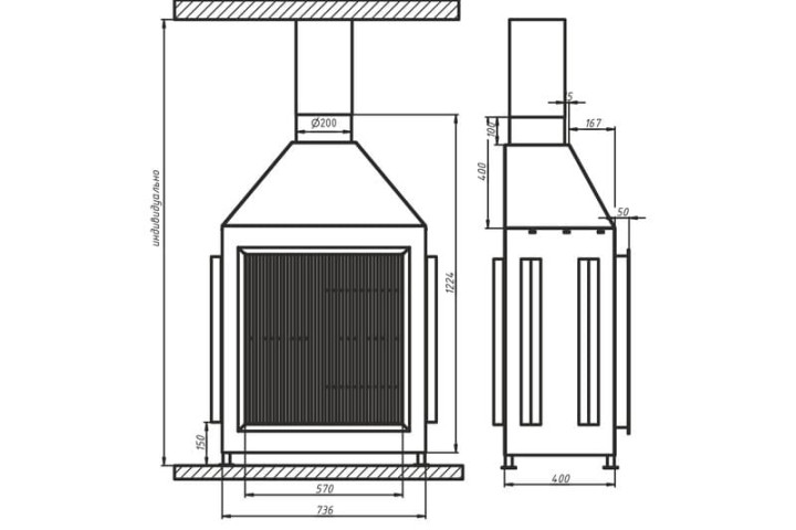 Топка дровяная фронтальная AVES 18 Модель ЭЛЬБА