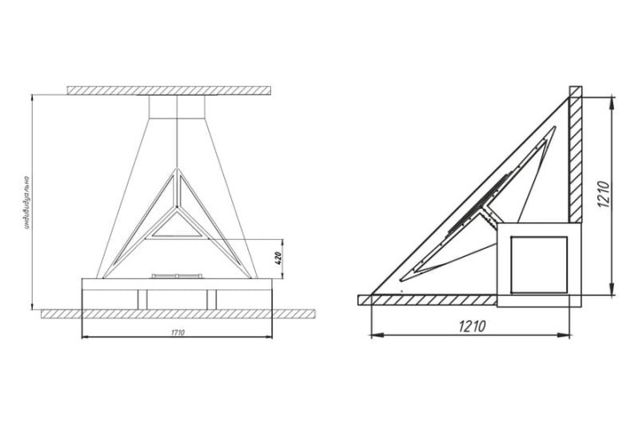 Камин дровяной угловой AVES 19 Модель БАРИ