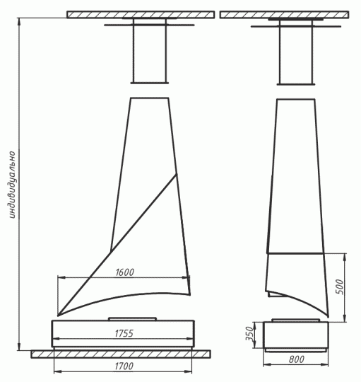 Камин дровяной пристенный-центральный AVES 20 Модель ПИЗА