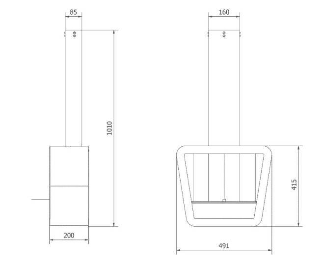 Биокамин подвесной Kratki Prismo TUV